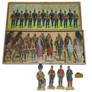 Antique McLoughlin Bros Brothers 50 Soldiers on Parade Paper Toy Soldier 1900s
